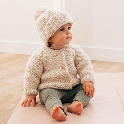Natural Garter Stitch Cardigan - Hugalugs