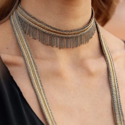 N. L005 - Multi Twist Lariat Necklace - Antique Gold - Marie Laure Chamorel