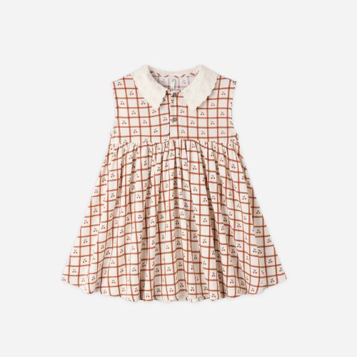 Collared Babydoll Dress - Cherry Check