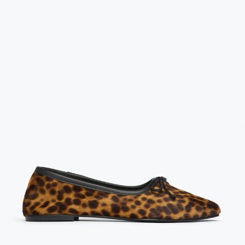 Jada Square Toe Ballet Flat - Leopard Haircalf - Freda Salvador