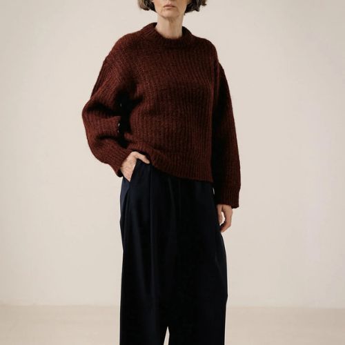Lofty Alpaca Crewneck - Deep Maroon - Bare Knitwear