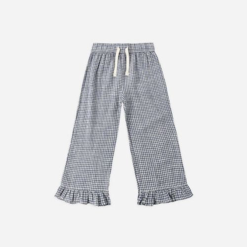 Kid's Wide Leg Pant - Marine Gingham - Rylee & Cru