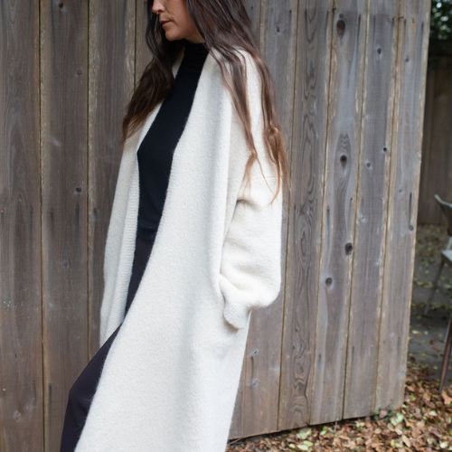 Long Shawl Cardigan in Black - Lauren Manoogian