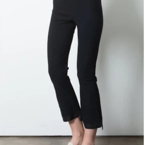 Leather Step Crop Flare Stretch Leggings - Elaine Kim