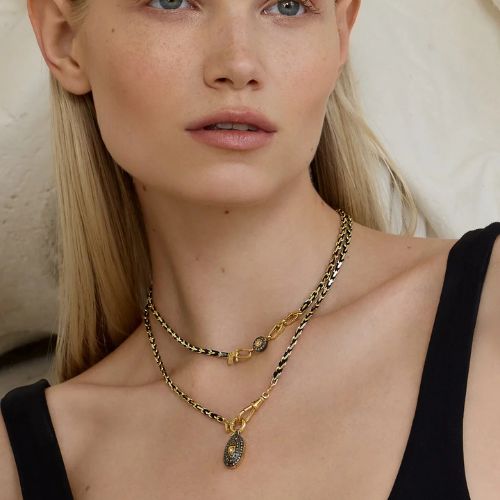 N.952 - Short Braided Necklace Gold/Black- Marie Laure Chamorel