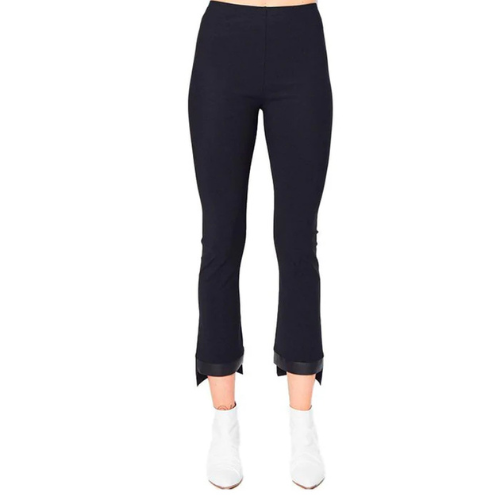Leather Step Crop Flare Stretch Leggings - Elaine Kim