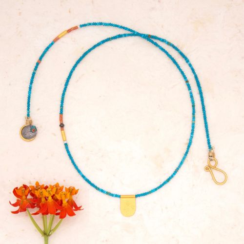 Brilliant Blue Turquoise with Tiny Tab Talisman Necklace F20803 - River Song