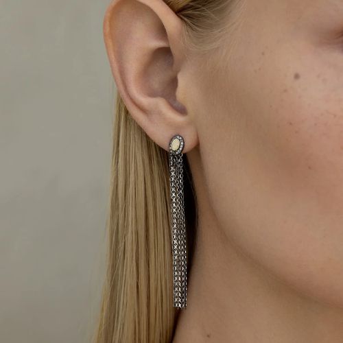 N. 937 - Earrings - Ruthenium Chain w/Diamonds - Marie Laure Chamorel