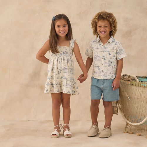 Kid's Collared Short Sleeve Shirt - Ocean Toille