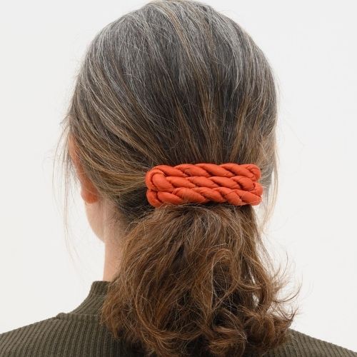 Plisse Satin Silk Rectangle Hair Clip - Azur