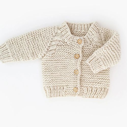 Natural Garter Stitch Cardigan - Hugalugs