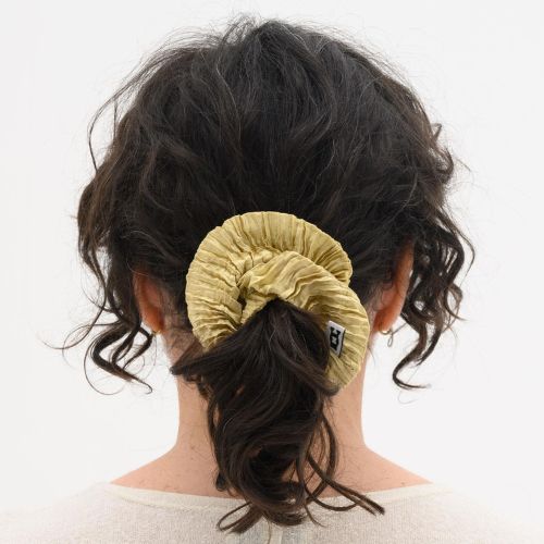 Plisse Satin Silk Scrunchie - Azur