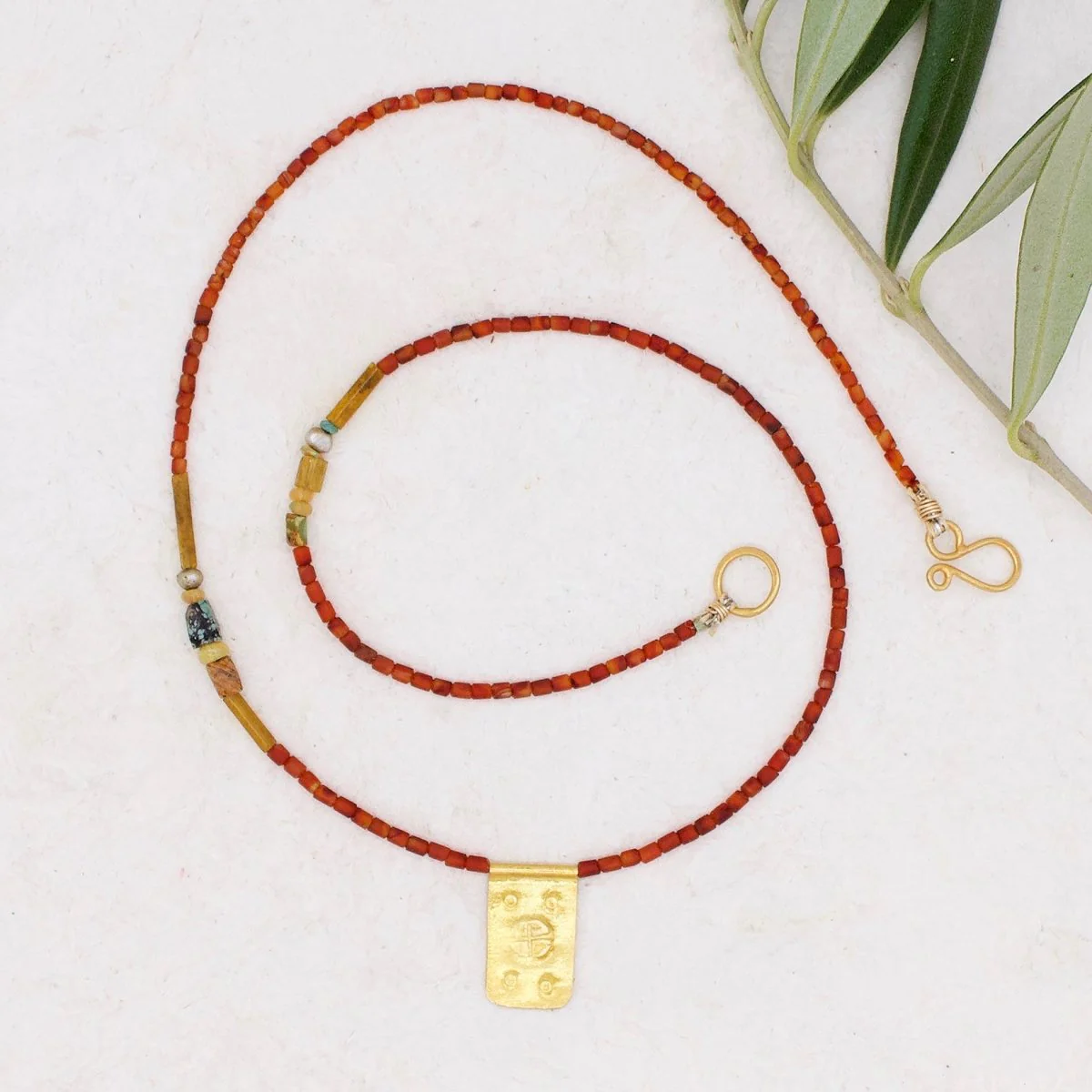 Antique Red Agate w/ Rectangle Talisman Necklace - River Song
