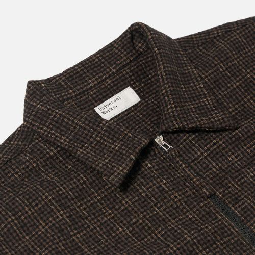 Brown Cedar Check Zip Shirt - Universal Works