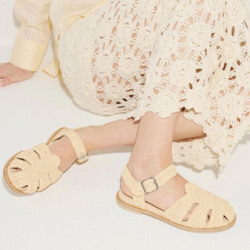 Sera Sandal in Natural Raffia - Freda Salvador