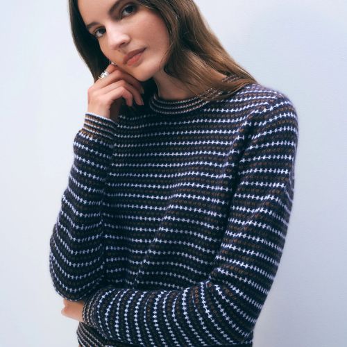 W+W - Cashmere Textured Stripe Crew -