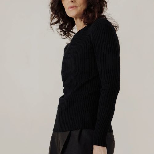 Fine Knit Rib Top - Bare Knitwear