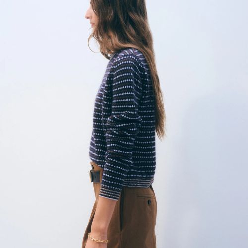 W+W - Cashmere Textured Stripe Crew -