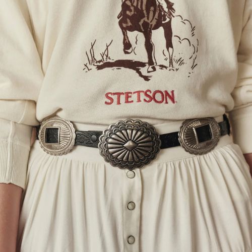 Tooled Leather Concho Belt - The Great