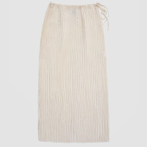 Plisse Satin Silk Long Skirt - Azur