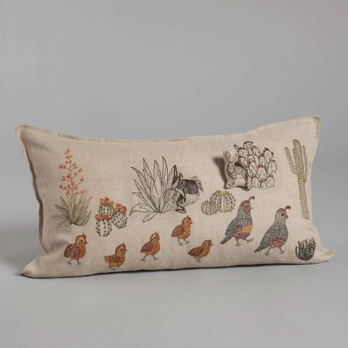 Desert Quail Crossing Pocket Pillow - Coral & Tusk