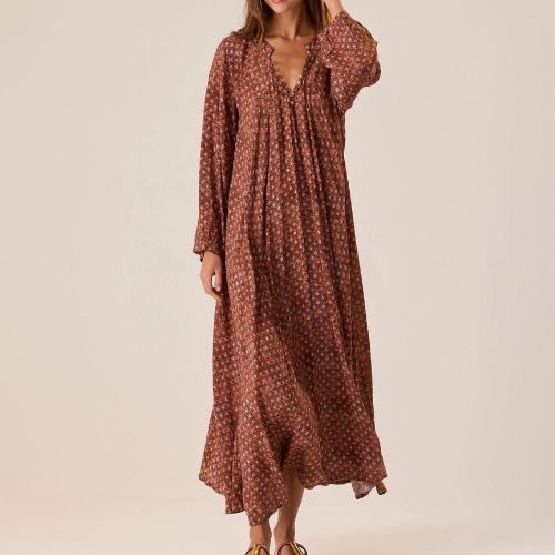 Fiore Maxi Dress - Scallop Rosewood - Natialie Martin