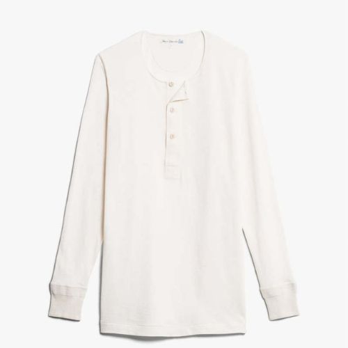 102 Loopwheeled Maco-Imit Long Sleeve Henley - Merz B. Schwanen