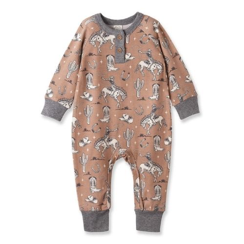 Bamboo Henley Romper - Western Brown - Tesa Babe