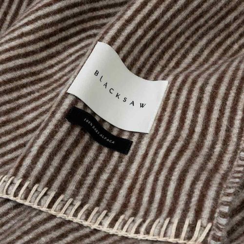 CORTEZ Reversible Throw (zero dye) - Coffee/Ivory Micro Stripe - Blacksaw