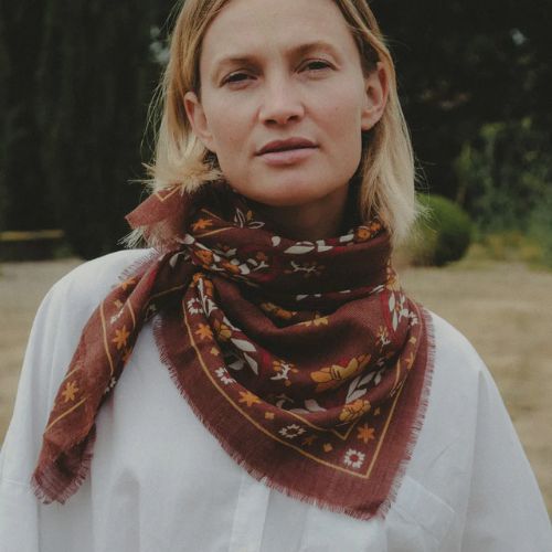 Wool/Silk Scarf - 100x100cm- Maison Lecomte Flament