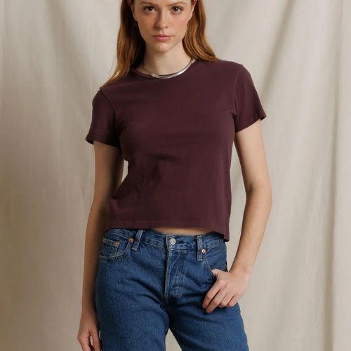 Lisa Recycled Cotton Slim Tee - Cherry Lacquer - Perfect White Tee