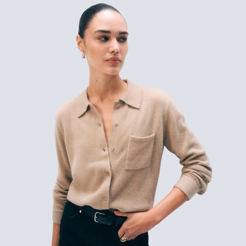 Cashmere Button Down - White + Warren