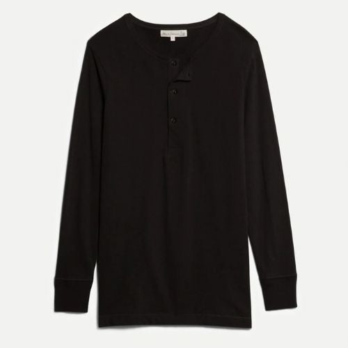 2M06 Mid-Century Machine Refined Fit Long Sleeve Henley - Deep Black - Merz B. Schwanen