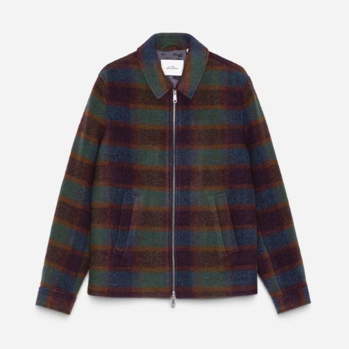 Check Wool Zipper Coach Jacket - Les Deux
