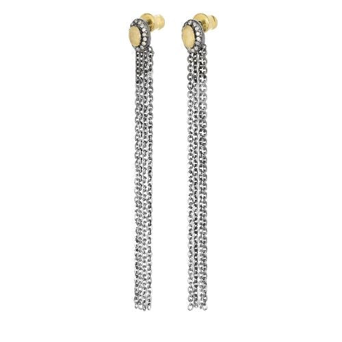 N. 937 - Earrings - Ruthenium Chain w/Diamonds - Marie Laure Chamorel