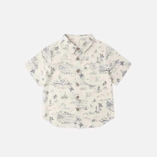Kid's Collared Short Sleeve Shirt  - Ocean Toille