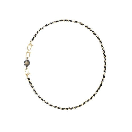 N.952 - Short Braided Necklace Gold/Black- Marie Laure Chamorel
