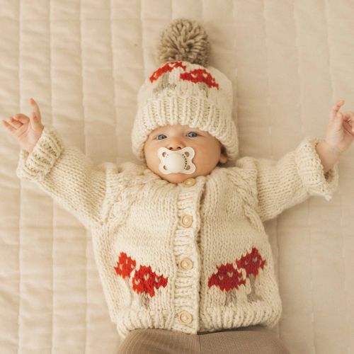 Mushroom Natural Cardigan - Hugalugs