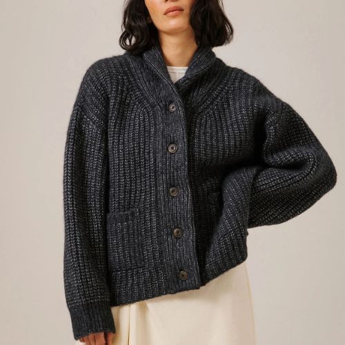 Bare - Oversized Shawl Cardigan - Dark Navy -