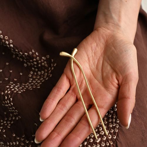 11 Hair Pin Brass - Crossed Lines -8.6.4