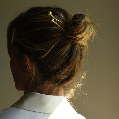 #10 Hair Pin Brass - Two Spheres - 8.6.4