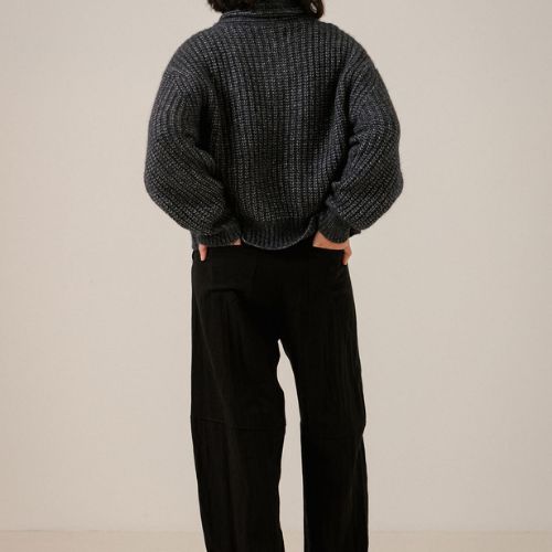 Oversized Shawl Pullover - Dark Navy - Bare Knitwear