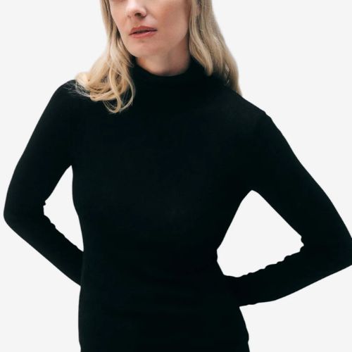 Superfine Cashmere Blend Turtleneck - White + Warren