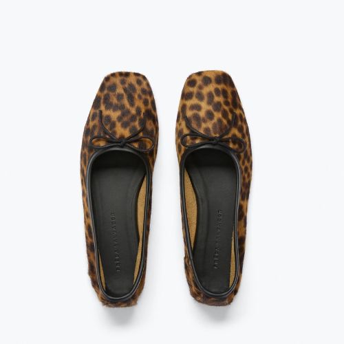 Jada  Square Toe Ballet Flat - Leopard Haircalf - Freda Salvador