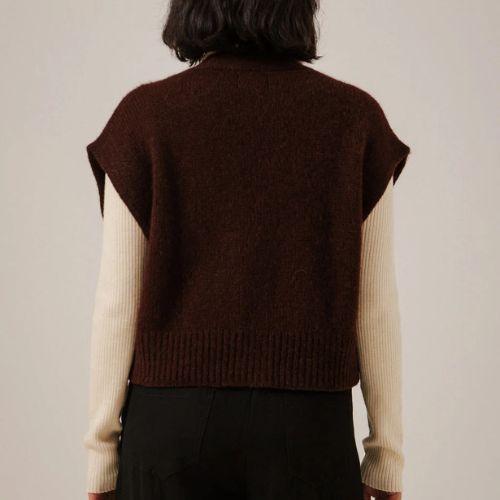 Alpaca Button Down Vest in Deep Maroon - Bare Knitwear