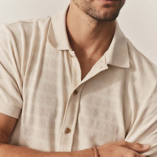 Bywater Polo in Natural Knit Stripe -Taylor Stitch