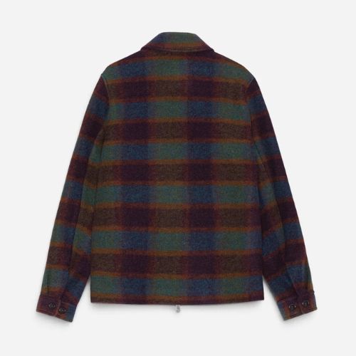 Check Wool Zipper Coach Jacket - Les Deux