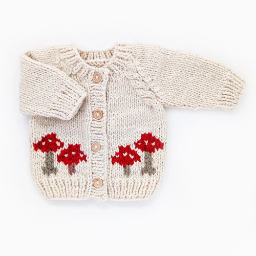 Mushroom Natural Cardigan - Hugalugs