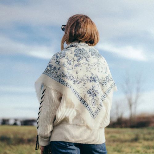 Wool/Silk Scarf - 100x100cm - Maison Lecomte Flamente