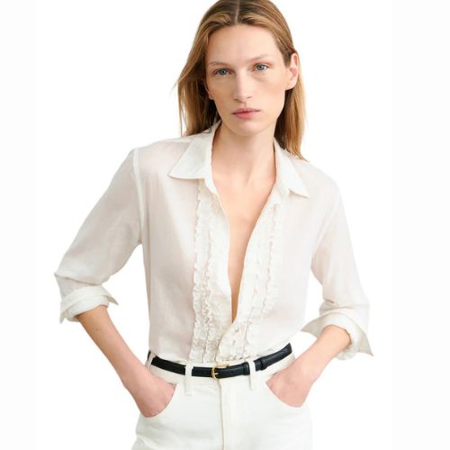 Nathael Ruffle Shirt Ivory - Nili Lotan